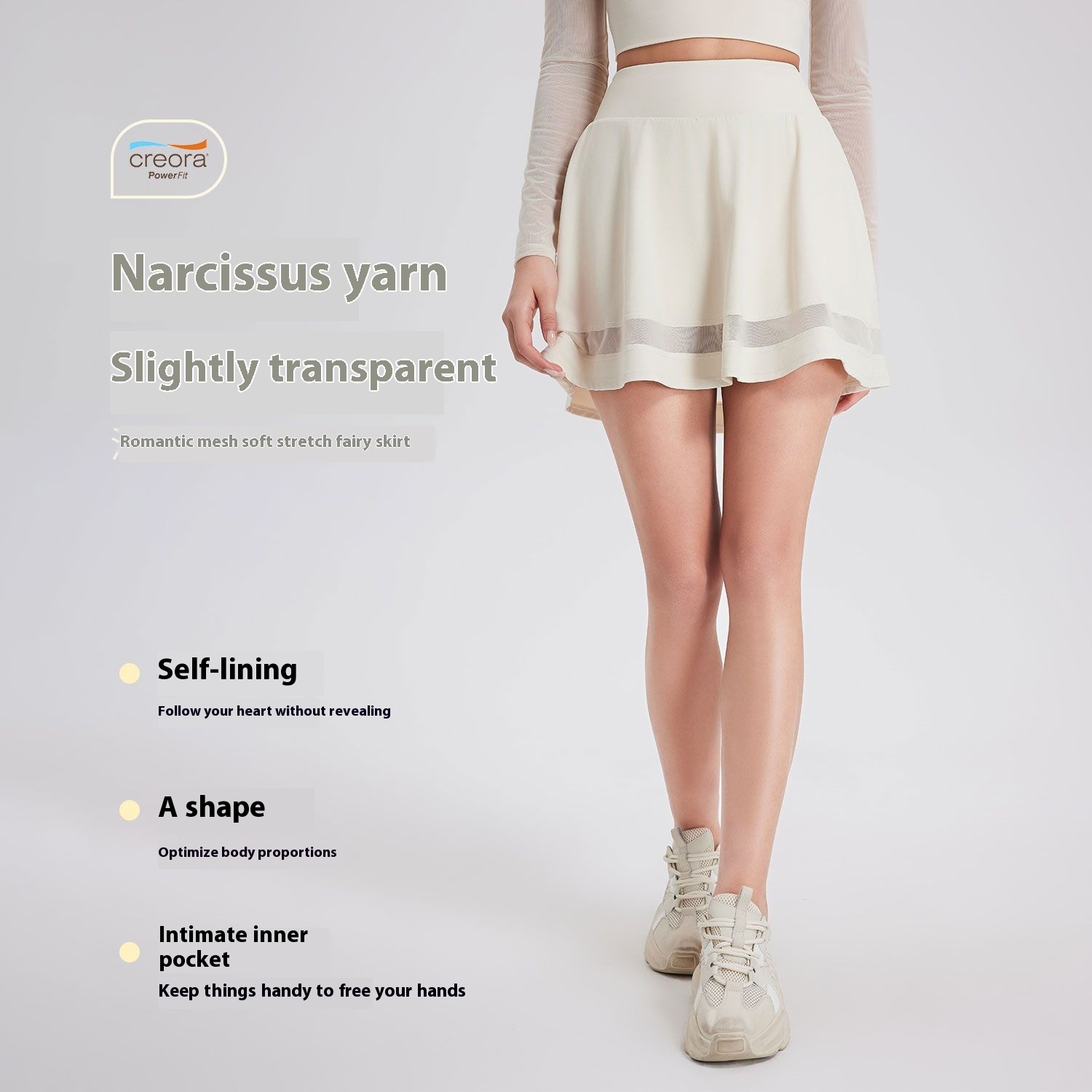 Women's Fashionable Slimming Spun Yarn High Waist Running Sports Skirt