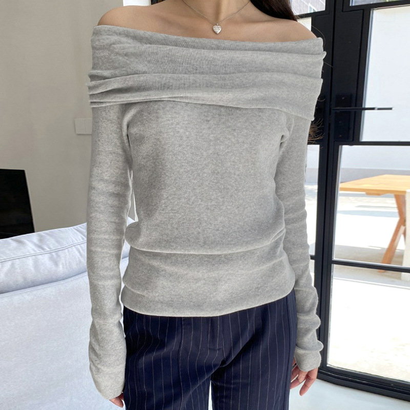 Solid Color Simple Knitting Top For Women