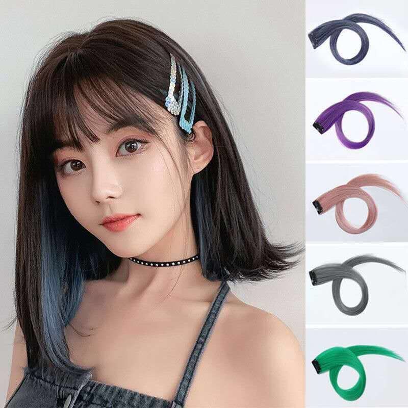 Gradient Color Straight Hair Piece High Temperature Silk Curly