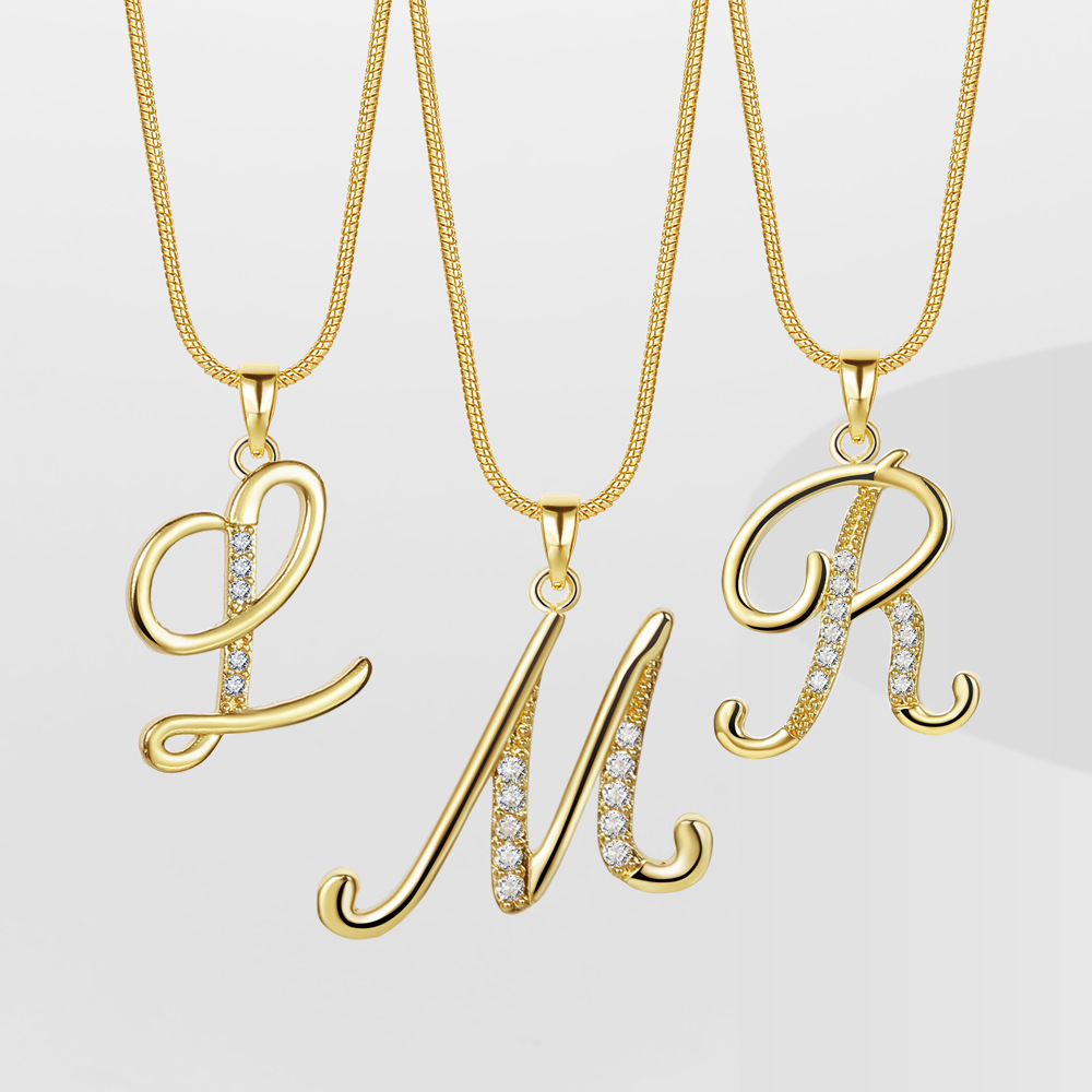 26 Creative Letters Simple Copper Zircon-laid Necklace