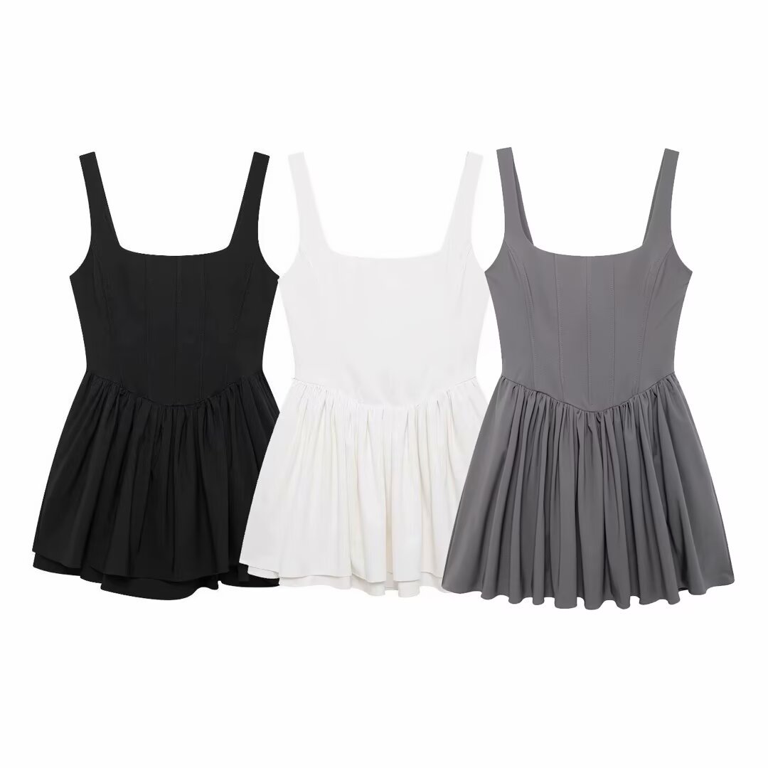 Fashion Solid Color Sleeveless Waist Trimming Spaghetti Straps Jumpsuit