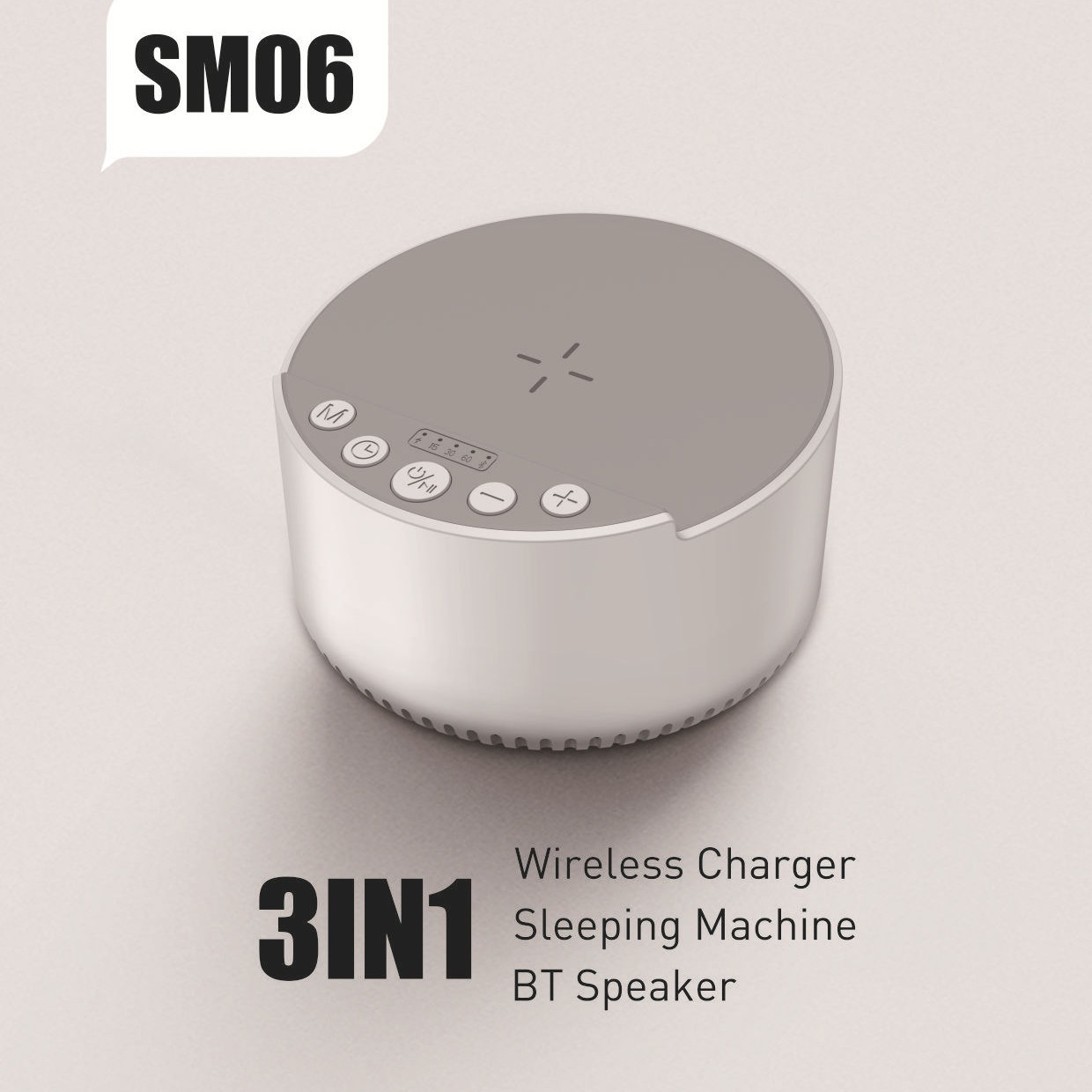 Smart White Noise 15w Wireless Charger BLUETOOTH Speaker