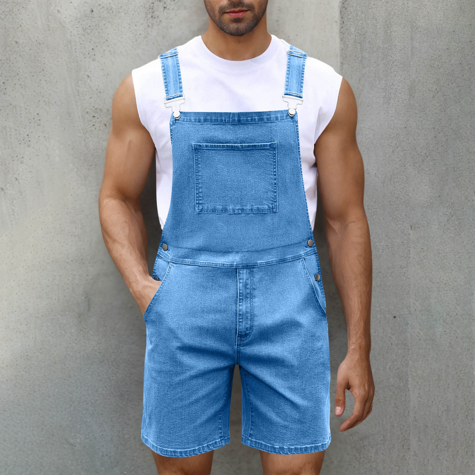 Light Luxury Denim Shorts Men's Brace