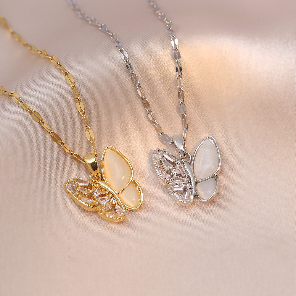 Fashion Jewelry Women's Graceful And Fashionable Opal Butterfly Pendant