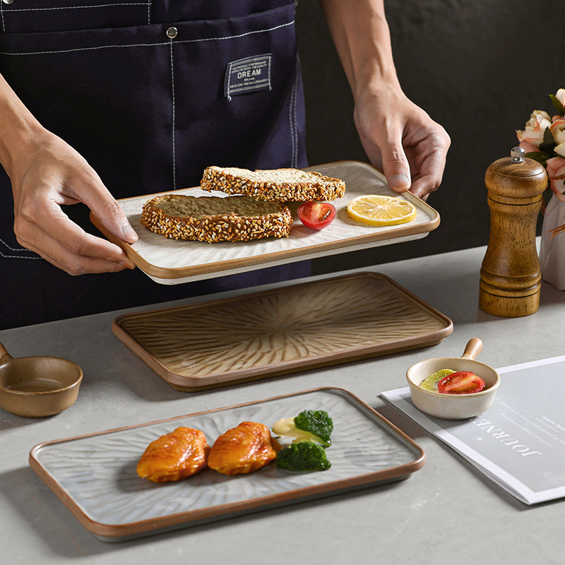Flat Plate Rectangular Ceramic Steak