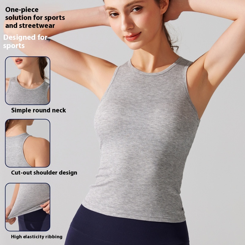 Europe And America Cross Border Yoga Vest Women's Rib Running With Chest