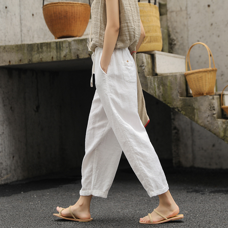 Linen Washed Artistic Women's Pants Baggy