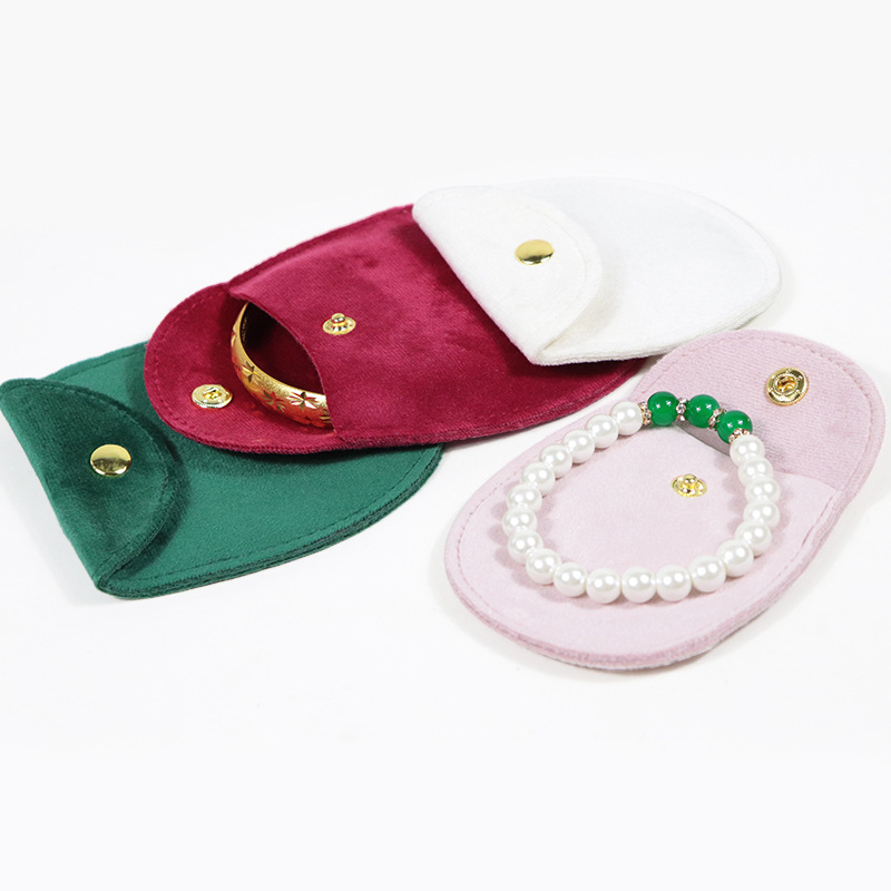 Oval Velvet Cloth Jewelry Storage Button Bag
