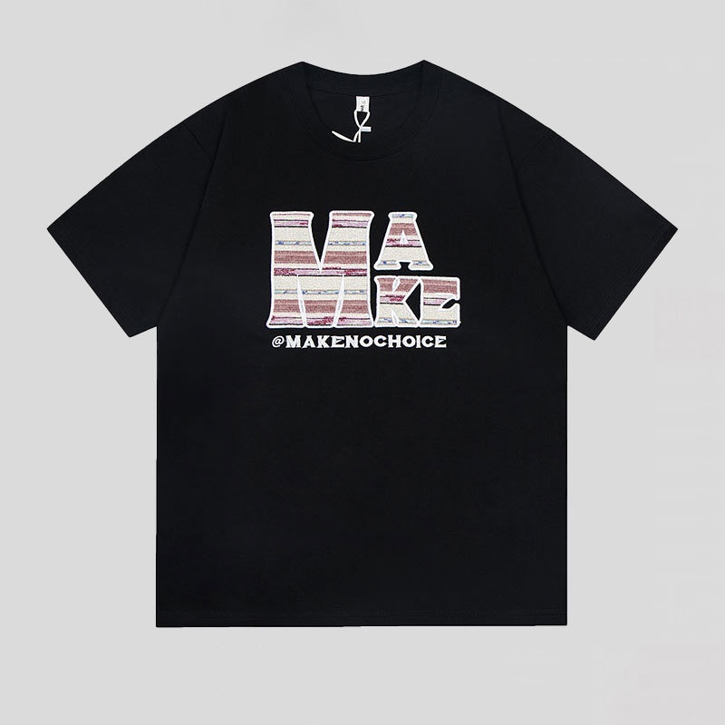 Men's Retro Alphabet Embroidered Short-sleeved T-shirt