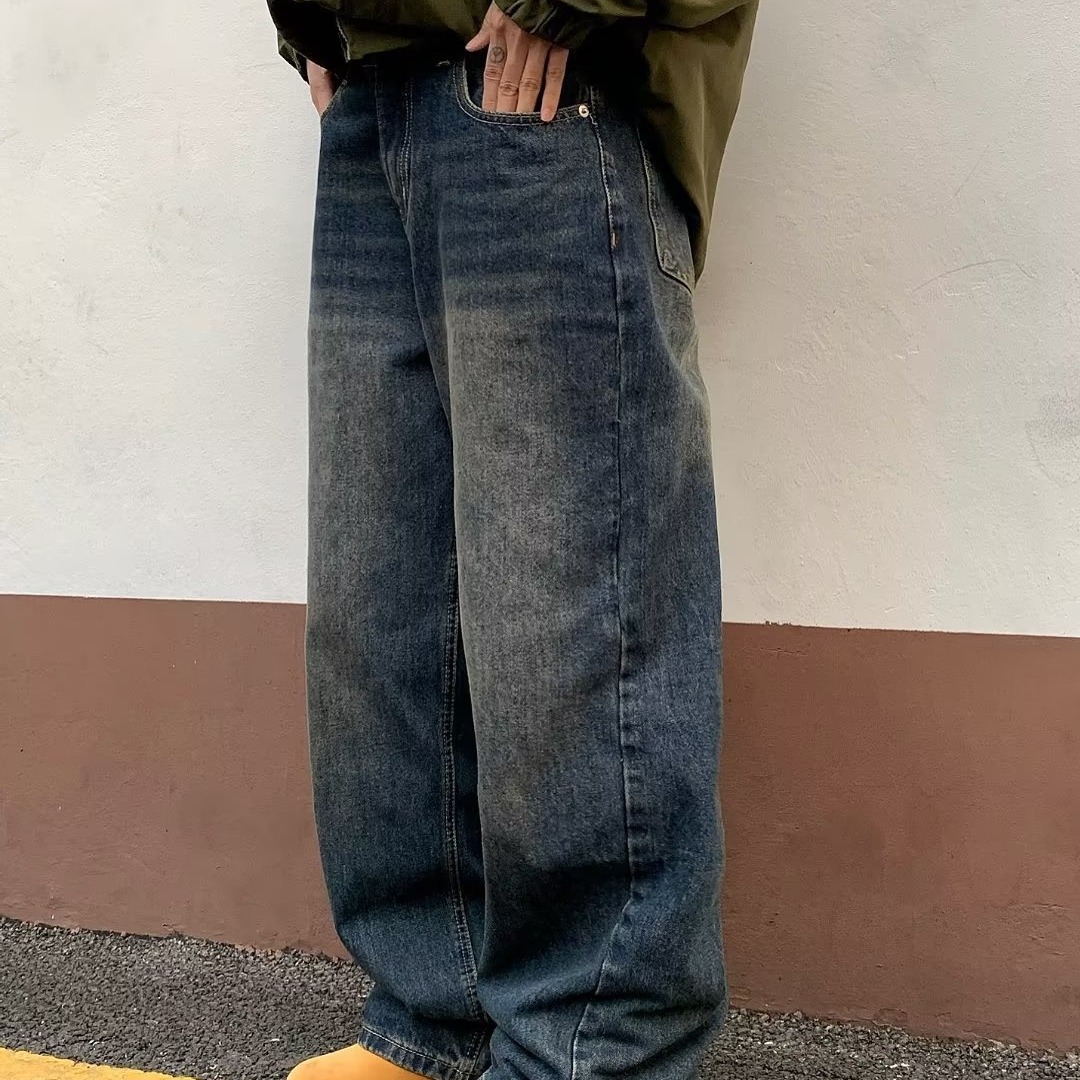 American Street Distressed Retro Washed Jeans Male And Female Trendy