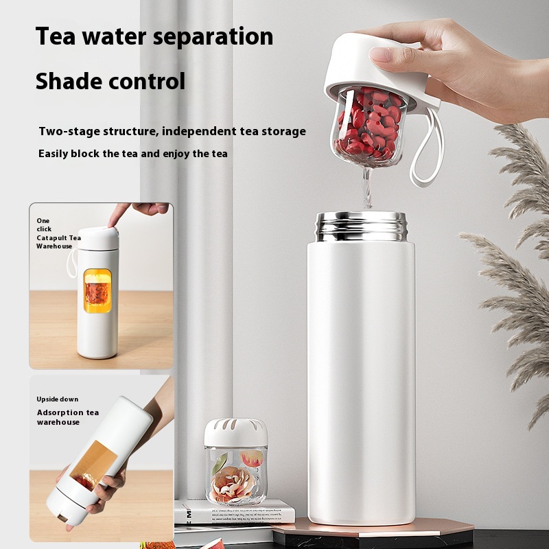 Light Press Magnetic Elastic Thermos Cup Tea Water Separation Stylish