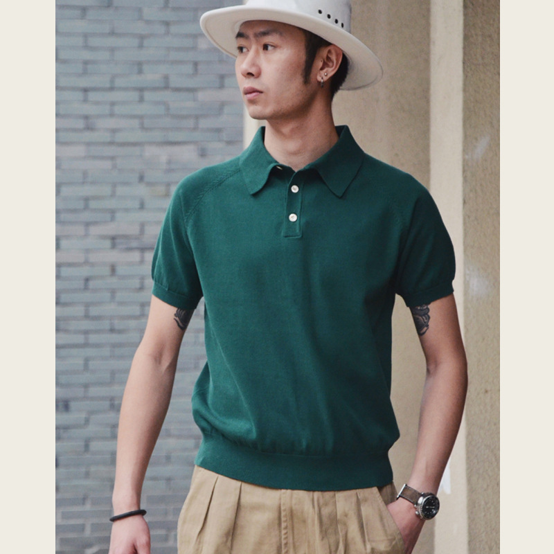 Retro Knitted Cotton Short-sleeved T-shirt